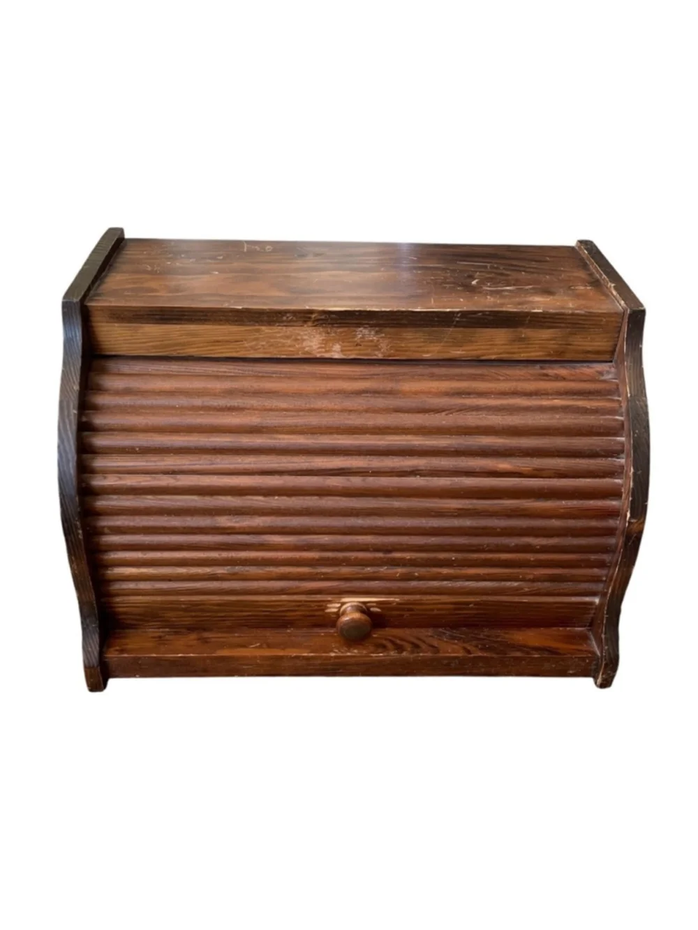 Vintage Handmade Amish Wooden Roll Top Bread Box